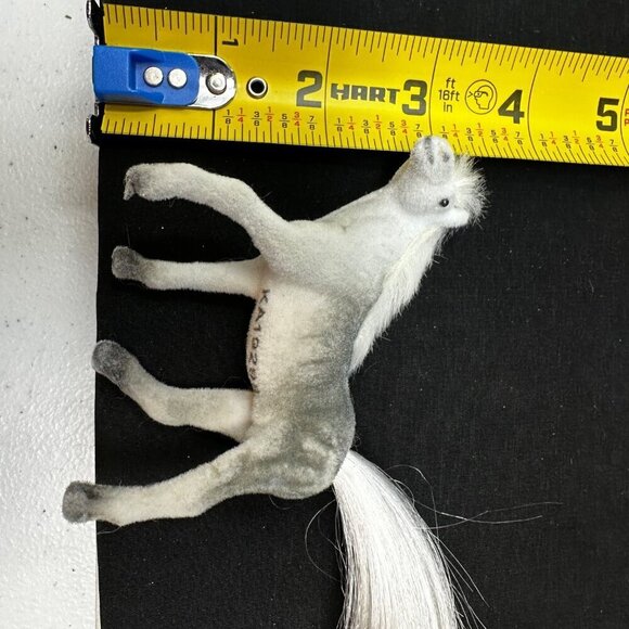Vintage White Flocked Pony Fur Mane Tail 3in Miniature Horse Toy Fuzzy White - Picture 11 of 14